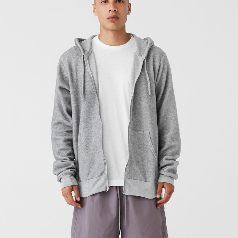 Unisex sueded fleece full-zip hoodie