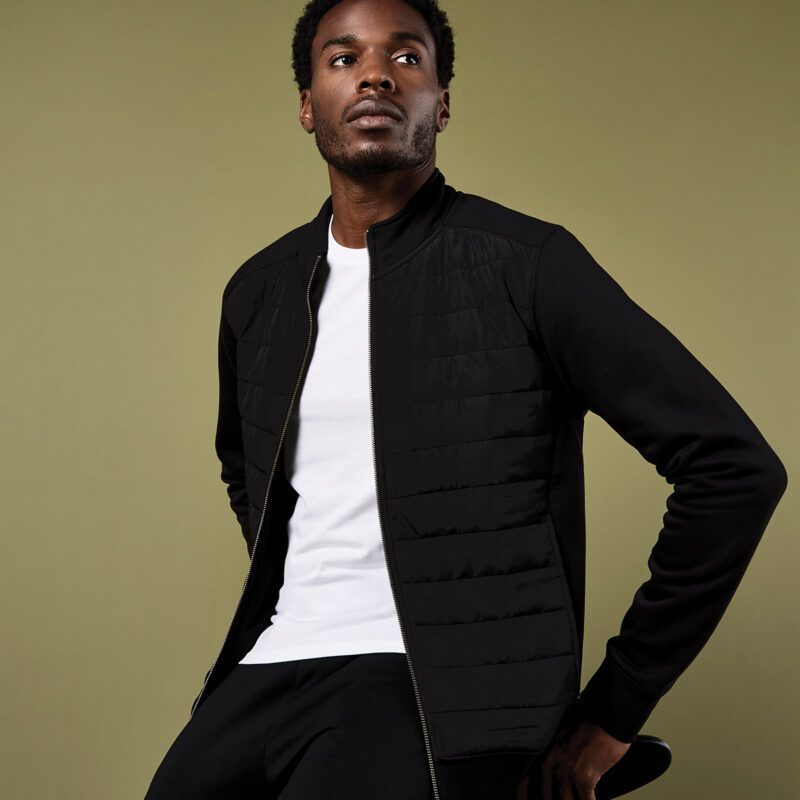 Regular fit quilted full-zip sweatshirt