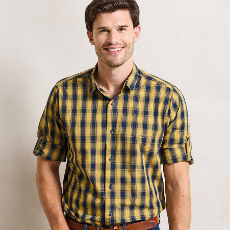 Mulligan check cotton long sleeve shirt