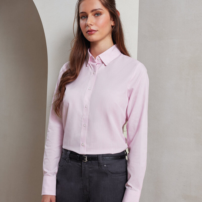 Women's cotton-rich Oxford stripes blouse