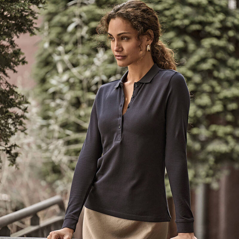 Women’s luxury stretch long sleeve polo (146)