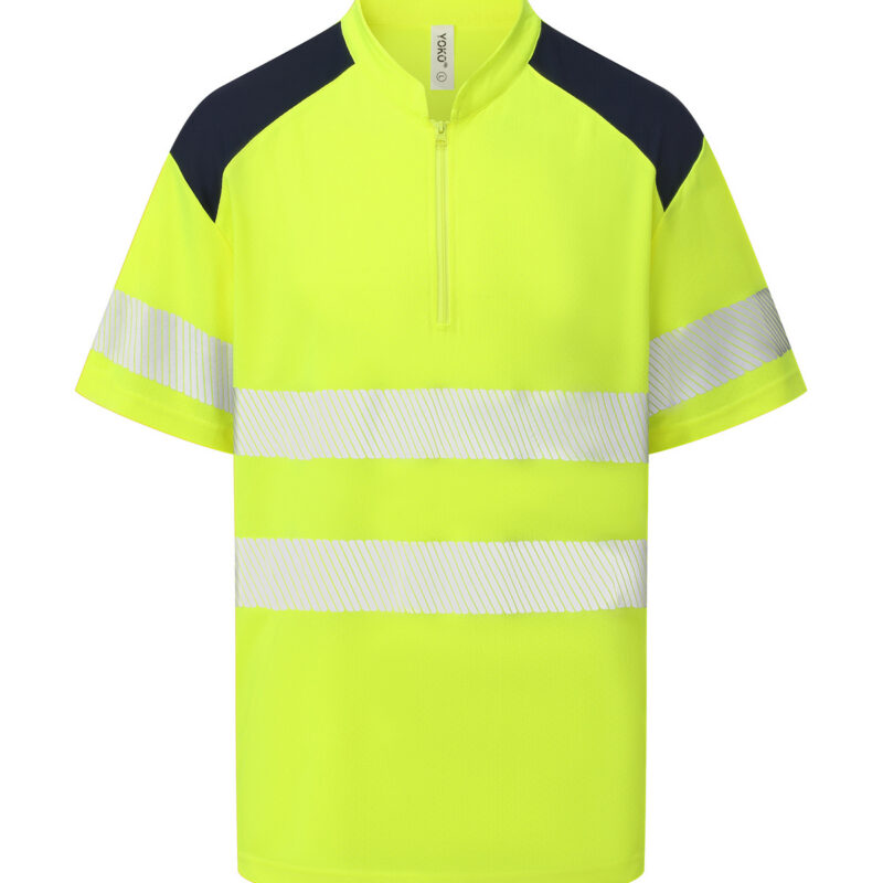 Hi-vis mandarin collar zip neck comfort trim polo (HVJ230)