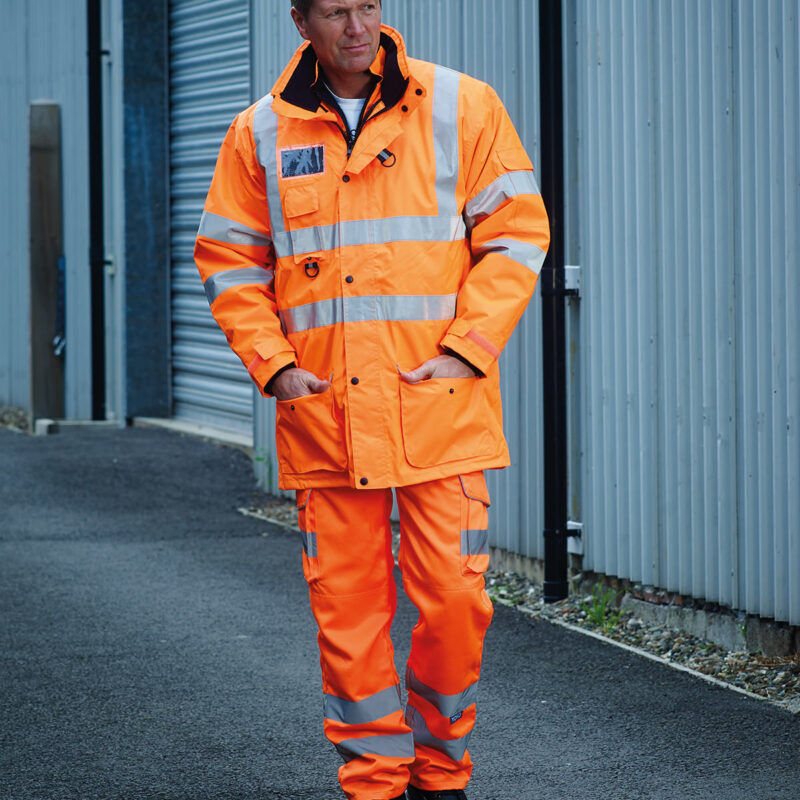 Hi-vis polycotton cargo trousers with kneepad pockets (HV018T/3M)
